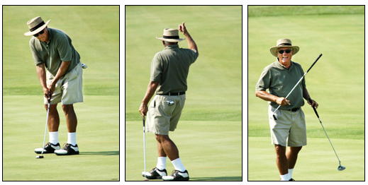 Leo sinks a putt