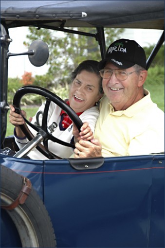 Heritage Shores couple seen at a small antique car show.  Photo by E.W. Faircloth