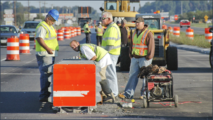 Construction crews work on US Route 13 in Bridgeville DE. Photo by E.W. Faircloth