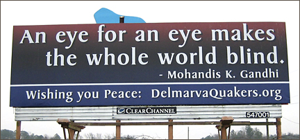 an eye for an eye billboard. Photo by E.w. Faircloth